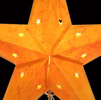 Lotus orange - Foldable glowing star, paper poinsettia with 5 points, 60 cm